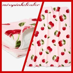 VS PINK Cherry's Sherpa Blanket 50in by 60in